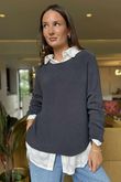 Made in Italy Conrad Body Skim Knit Jumper Graphite Marl